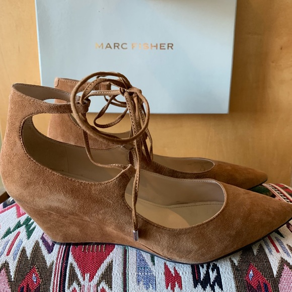 Size 10 light brown lace-up wedge - Picture 1 of 5